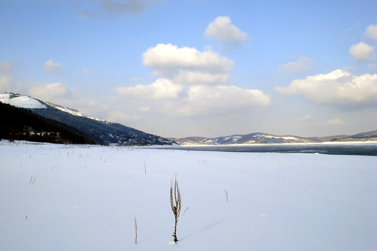 Mavrovo lake and church